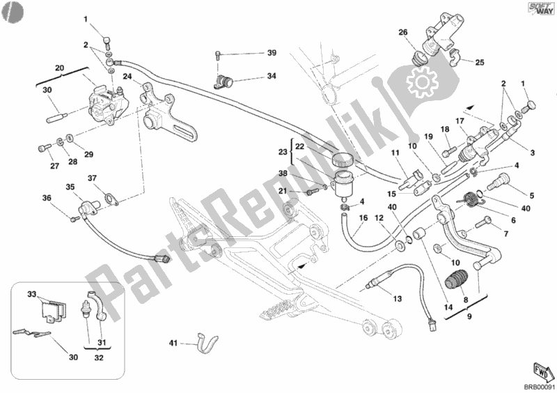 Tutte le parti per il Sistema Frenante Posteriore del Ducati Monster 620 USA 2005